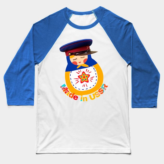 Russian matryoshka doll in a military cap Baseball T-Shirt by LAV77